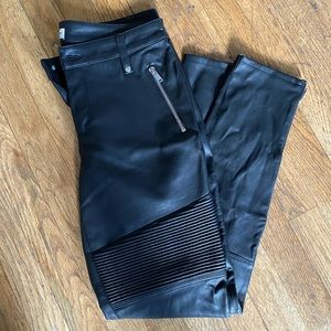 Zara women faux leather moto pants NWT
